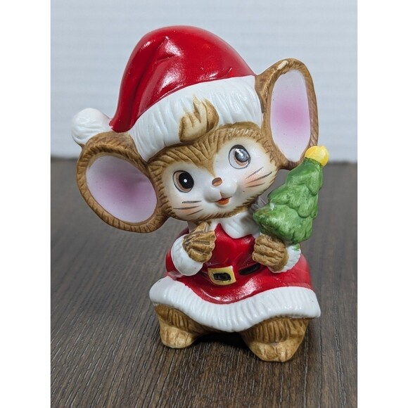 VTG HOMCO Christmas Santa Mice Ceramic Figurines SET OF 3 #5405 Present Bag Tree - Picture 6 of 14